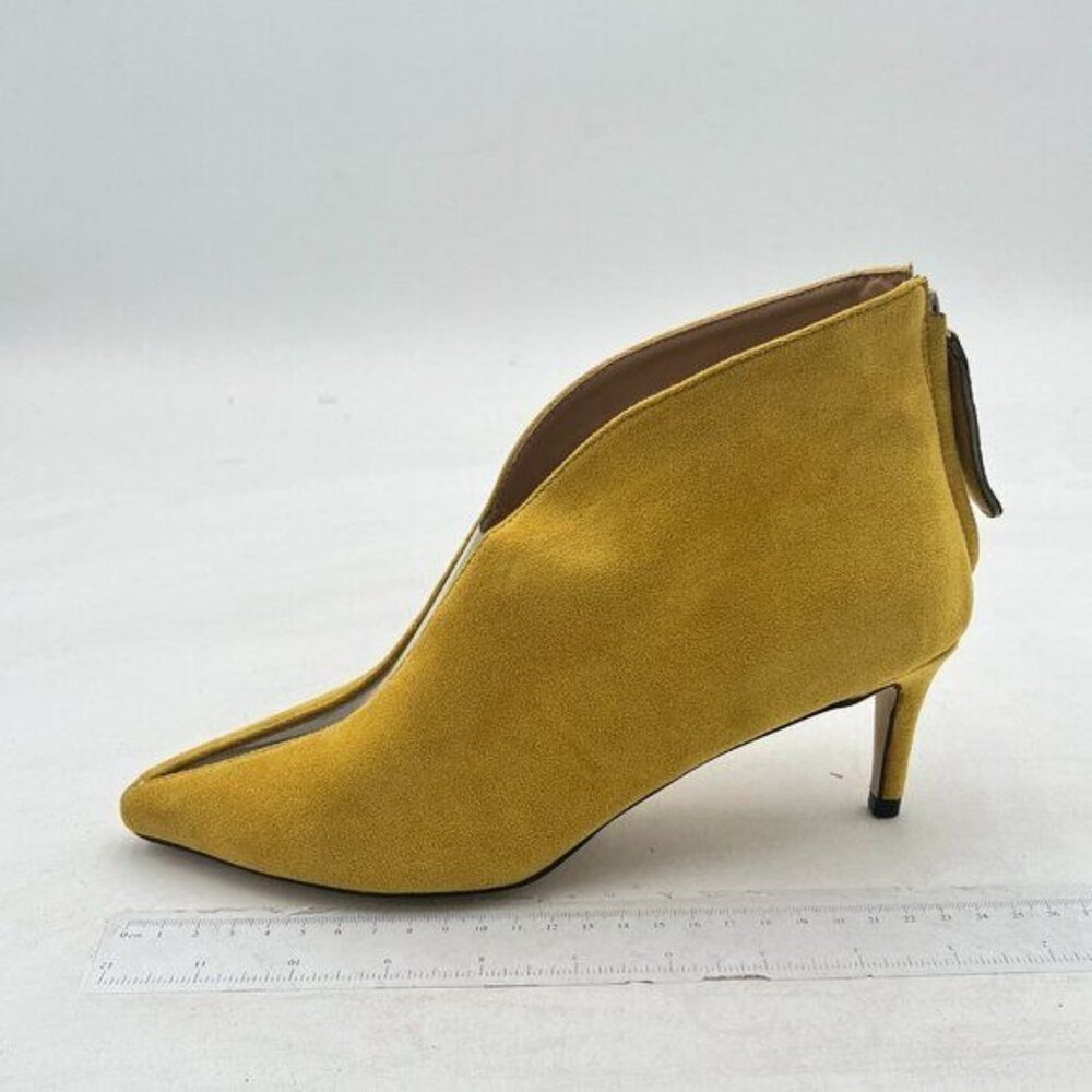 Women's Mustard Suede Pointed-Toe Ankle Bootie Size 7 (Fits Like a Size 8).